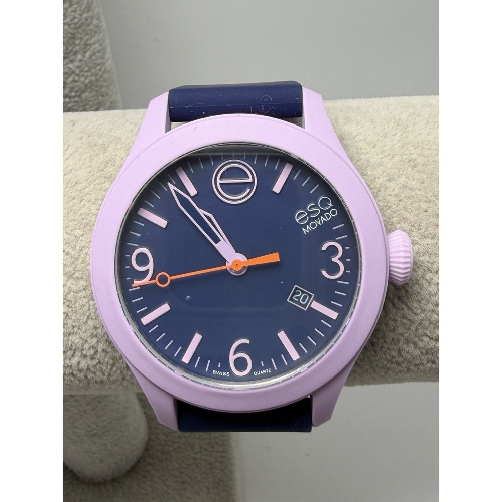 ESQ Movado One Mens Watch New‎ Battery 42MM 7.5" Silicone Band